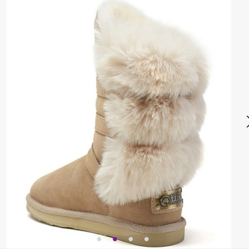 Australia Luxe Nadir Suede Sherpa Sheepskin Fur Boots in Sand #189 - Picture 7 of 11